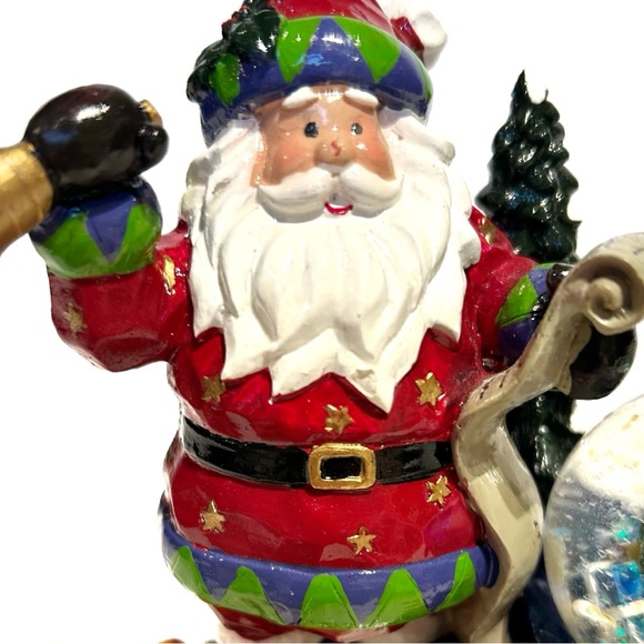 Christmas Santa Claus Snow Globe Decorative Figure Holiday Red Green Sparkly Fun - Picture 9 of 14